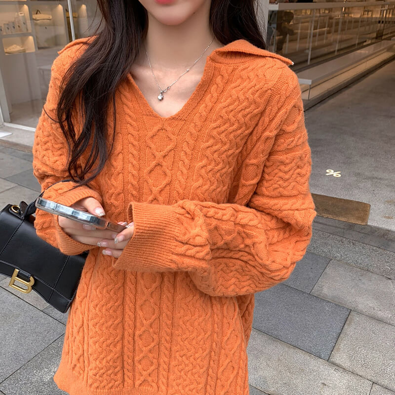 ミディ丈スキッパーニット(3colors)