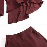 デザインパンツスーツツーピースセット(3colors)