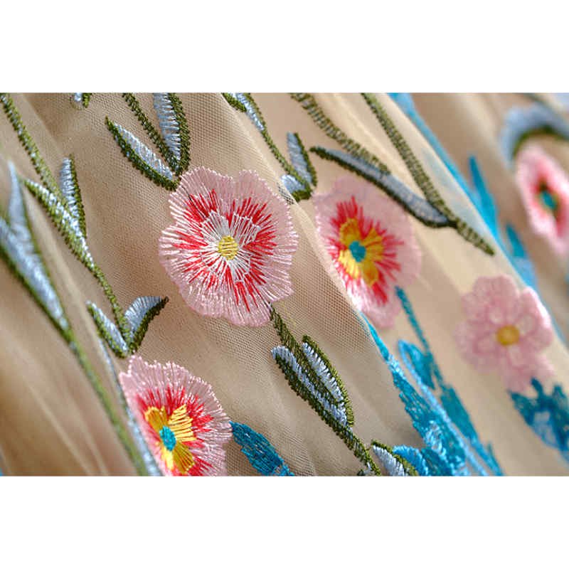 花刺繍チュールロングワンピース