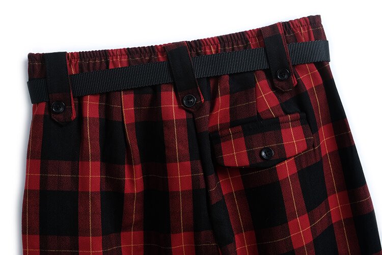 袖コンシャススウェットトップス×ベルト付きチェックパンツ【上下別売り可】