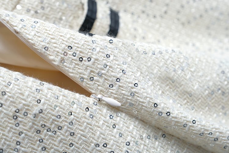 リボンタイ付きツイードジャケット×ミニタイトスカート(2colors)
