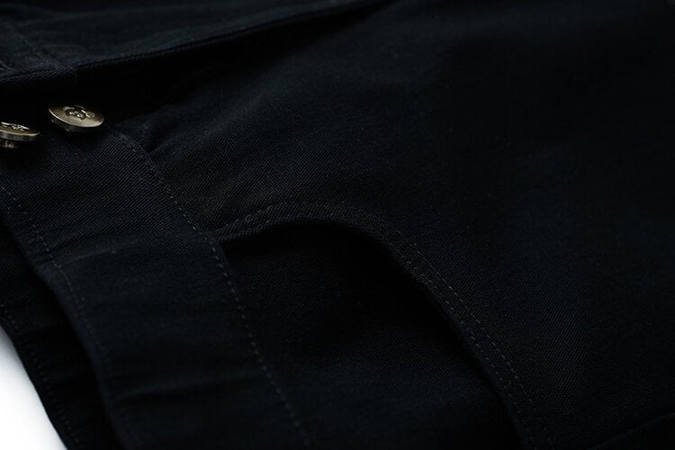フロントボタンベストドッキングシャツ×ブラックスキニーパンツ【上下別売り可】