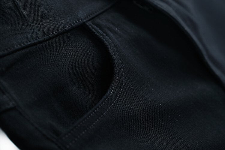 バックジップボーダーニットドッキングシャツ×ブラックスキニーパンツ【上下別売り可】