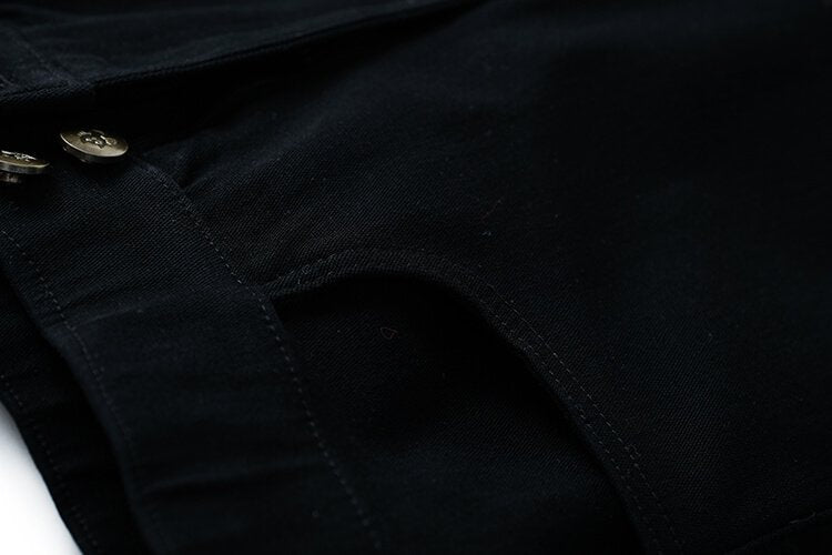 バックジップボーダーニットドッキングシャツ×ブラックスキニーパンツ【上下別売り可】