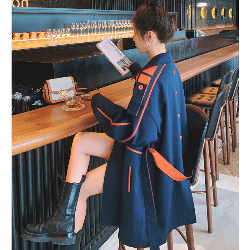 ライン入りバックシャントレンチコート