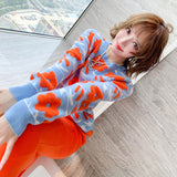 花柄ゆるニット×スリット入りニットロングスカート【上下別売り可】