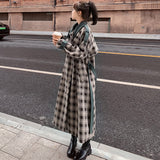 デザインアシメカラーチェック柄ロングコート