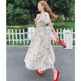 花柄シャーリングマキシワンピース