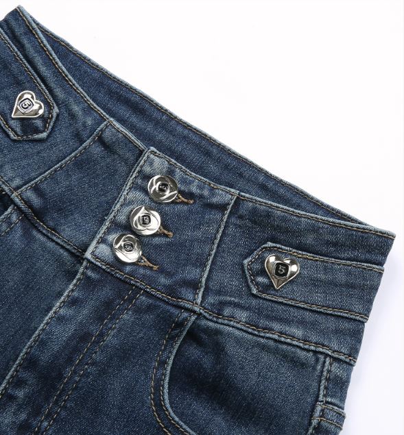 フロントオープンチャイナシアースリーブニット×ハイウエストカットオフデニムパンツ【上下別売り可】