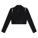 ショルダーコンシャスクロップドジャケット(2colors)×タグ付きプリーツミニスカート(2colors)【上下別売り可】