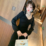 ショルダーコンシャスサイドスリットニットワンピース(2colors)