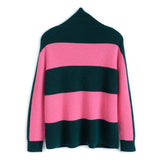 ボーダーオーバーポロニット×裾切替えデニムパンツ【上下別売り可】