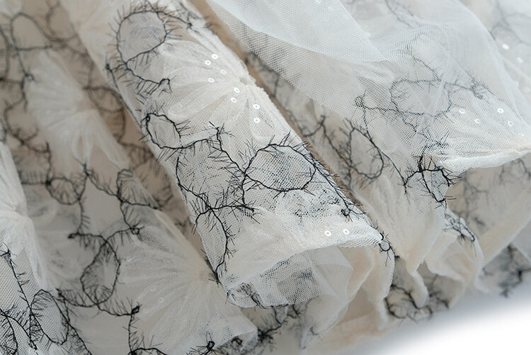 ビジューパワーショルダーニット×花柄チュールスカート【上下別売り可】