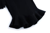 ペプラムニットトップス×チェーン付きストレートデニムパンツ【上下別売り可】