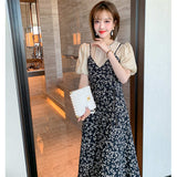 バルーンスリーブブラウスコンビ花柄ワンピース
