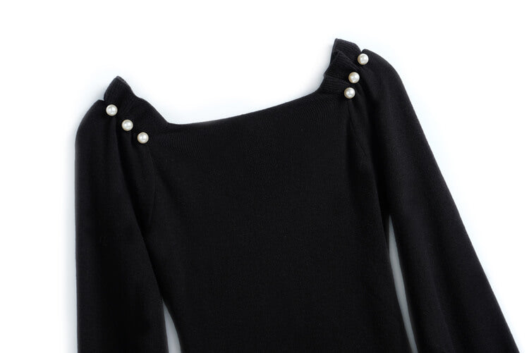 ショルダーコンシャスサイドスリットニットワンピース(2colors)