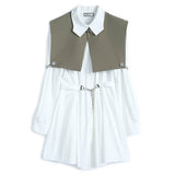サイドオープンベストレイヤードシャツワンピース(2colors)
