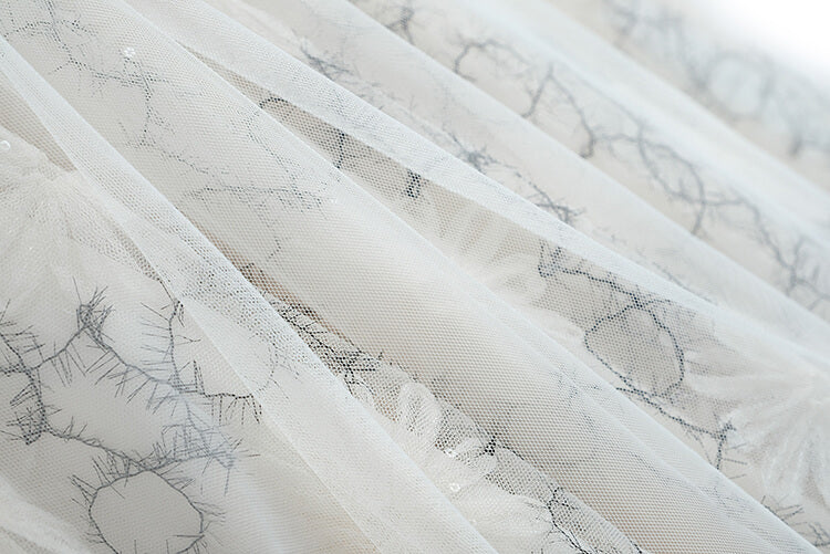 ビジューパワーショルダーニット×花柄チュールスカート【上下別売り可】