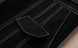 ボトルネックトップス×ステッチ入りサロペットタイトワンピース(2colors)