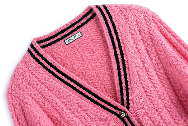 ライン入りケーブルニットカーディガン×ニットペンシルスカート(2colors)