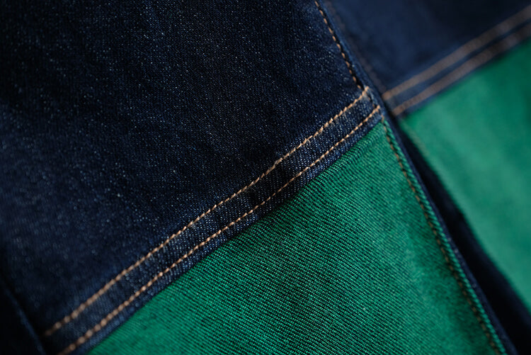 刺繍入りフロントハートニット×裾切替えデニムパンツ【上下別売り可】