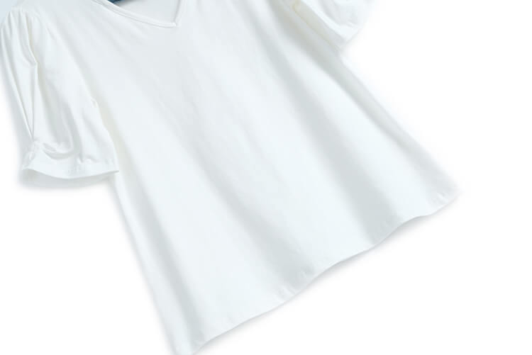 デニムベルト付き袖コンシャスTシャツ×異素材ペイズリーコンビデニムスカート