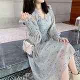 【即納】花柄フィッシュテールロングワンピース(2colors)