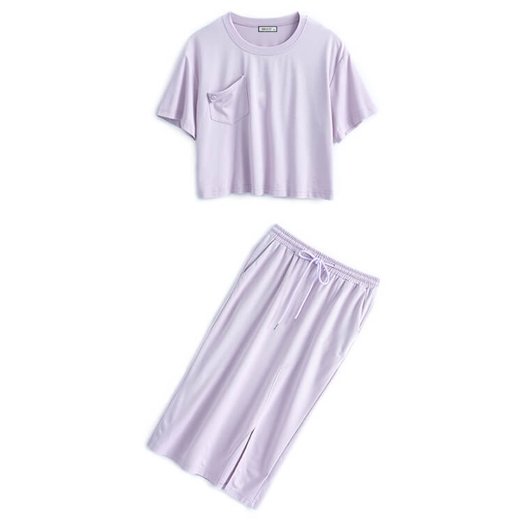 デザインポケット付きオーバーTシャツ×ドローストリングペンシルスカート(2colors)