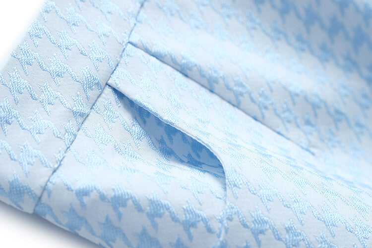 アシメパネルビジュー付きTシャツ×千鳥格子ミニスカート(2colors)