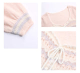 クロシェマルチボーダークロップドニット×スリットフレアデニムパンツ【上下別売り可】