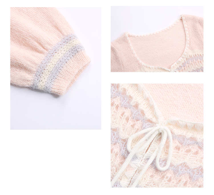 クロシェマルチボーダークロップドニット×スリットフレアデニムパンツ【上下別売り可】