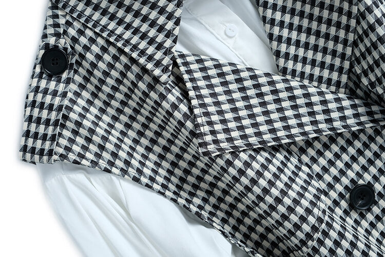 ジオメトリックプリントノースリーブトレンチコート×シャツワンピース(2colors)