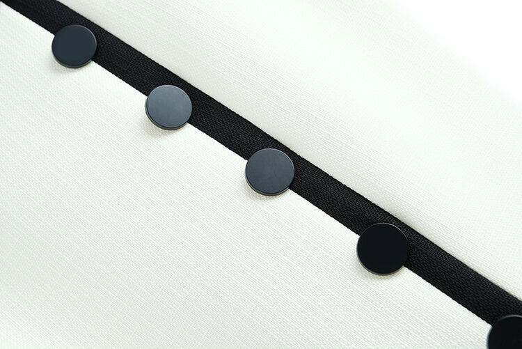 ビジューフラワーノーカラージャケット×フロントボタンスカート(2colors)