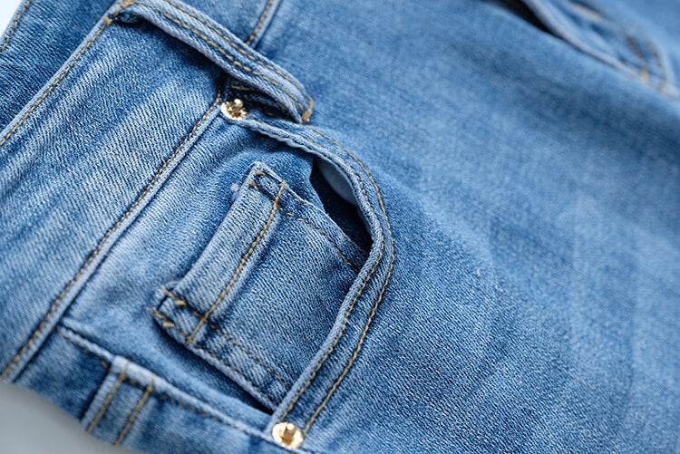 ボタン付きツイードベストドッキングシャツ×異素材裾デニムパンツ【上下別売り可】