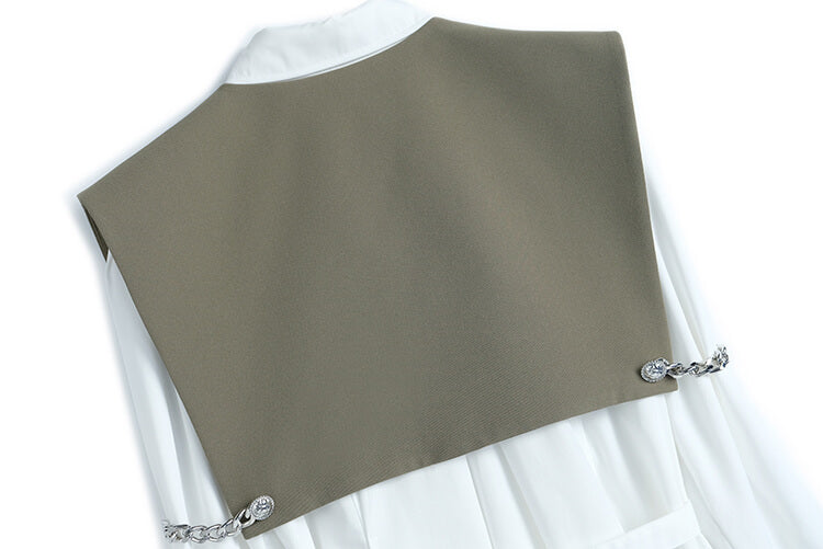 サイドオープンベストレイヤードシャツワンピース(2colors)
