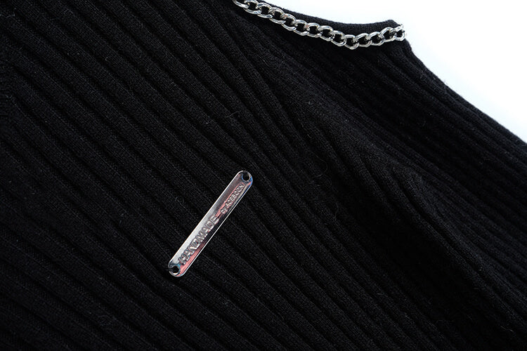チェーン付きオープンショルダーリブトップス×スリット入りブロックチェックフレアパンツ【上下別売り可】
