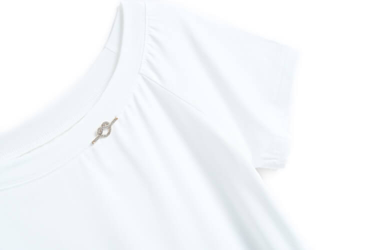 ホワイトTシャツ×ベルト付きティアードフリルドッキングデニムスカート(2colors)