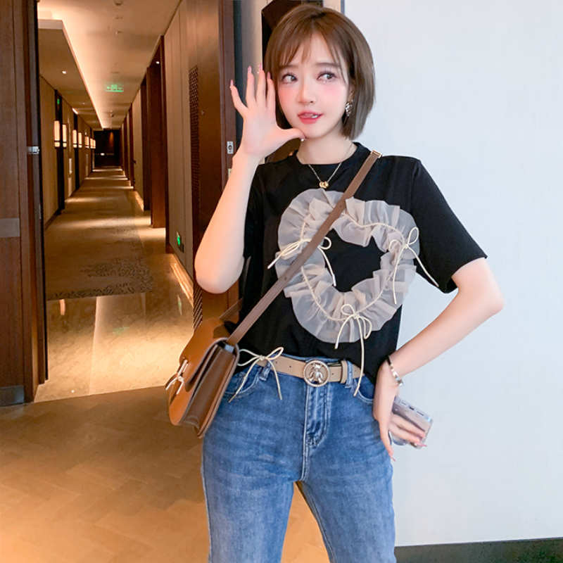 シアーフリルハートビッグTシャツ(2colors)