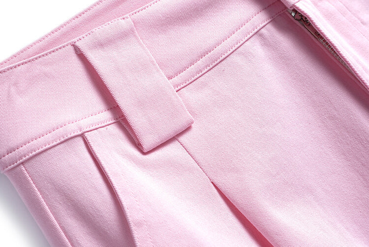 オープンショルダーパフスリーブTシャツ×シャーベットピンクカーゴパンツ【上下別売り可】