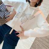 バタフライモチーフオーバーパーカー×異素材ヘムジップアップデニムパンツ【上下別売り可】