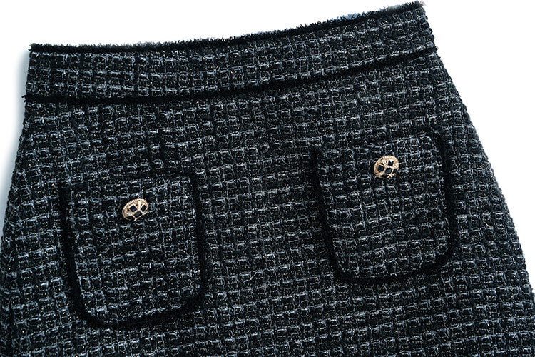 異素材デザインスリーブニット×ツイードミニスカート【上下別売り可】