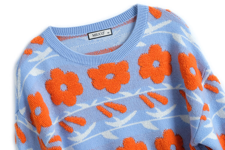 花柄ゆるニット×スリット入りニットロングスカート【上下別売り可】