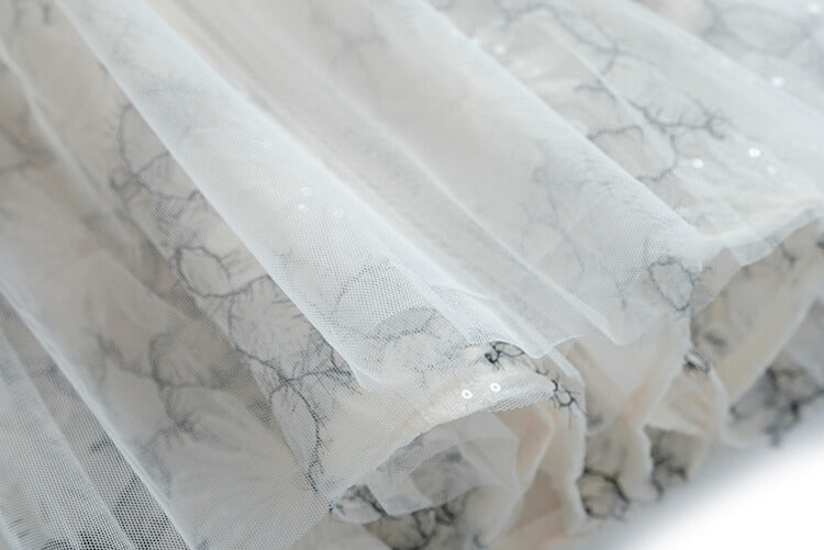 ビジューパワーショルダーニット×花柄チュールスカート【上下別売り可】
