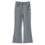 チェーン付きオープンショルダーリブトップス×スリット入りブロックチェックフレアパンツ【上下別売り可】
