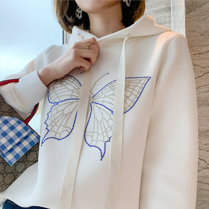 バタフライモチーフオーバーパーカー×異素材ヘムジップアップデニムパンツ【上下別売り可】