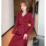 ラッフルプリーツニットワンピース(3colors)