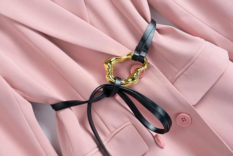 ベルト付きロングテーラードジャケット×小花柄ロングスカート(2colors)