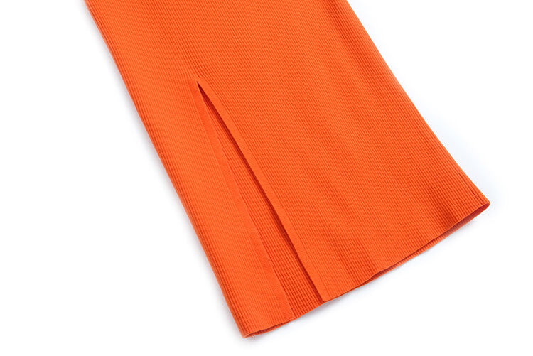 花柄ゆるニット×スリット入りニットロングスカート【上下別売り可】