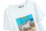 イラストプリントTシャツ×センタープレススリットフレアパンツ【上下別売り可】