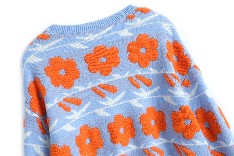 花柄ゆるニット×スリット入りニットロングスカート【上下別売り可】